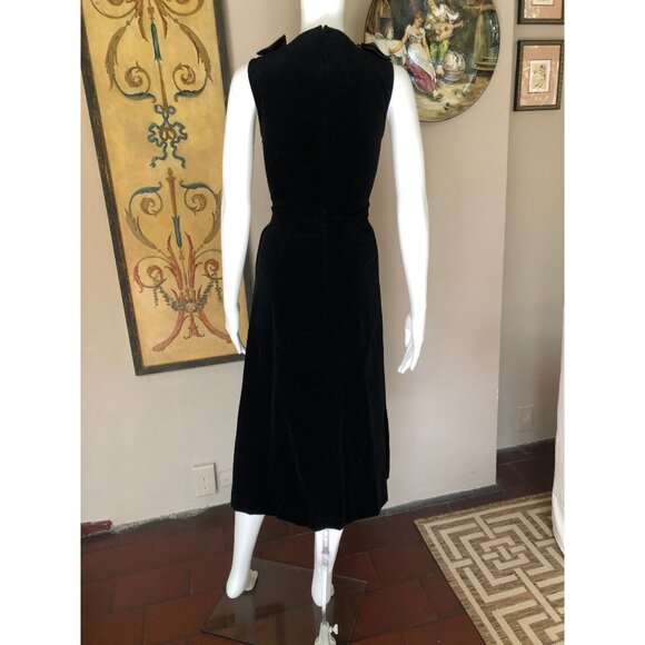 Black Velvet Dress, 80s Formal Dress, Goth Dress, 80s Prom Dress - Picture 8 of 9